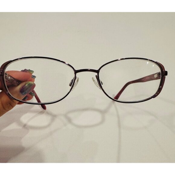 EUC Elle Womens Designer Glasses EL13344 Burgundy Oval Frame 51-16-135mm - Picture 7 of 8